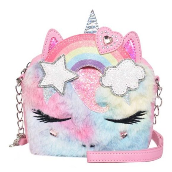 NWT OMG Accessories | Pink & Blue Gwen Tie-Dye Rainbow Crown Crossbody Bag - Picture 1 of 3